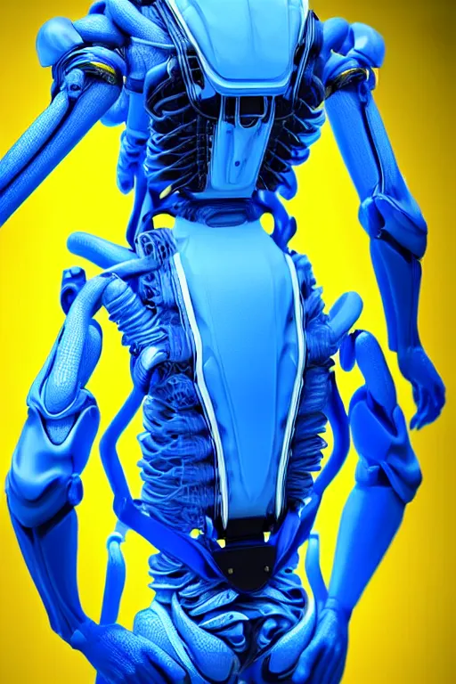 Prompt: hyperrealistic close-up blue glow exoskeleton!! chinese man covered highly detailed concept art eric zener elson peter cinematic side hard yellow light low angle hd 8k sharp shallow depth of field