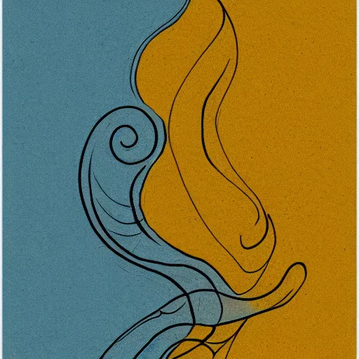 Image similar to tattoo sketch of a sea, on a yellow paper, ornamental, line art, minimalism, maori