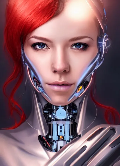 Image similar to portrait of a cyborg woman who turns her head to the (((((right+20))))) left+350 (((((up))))) (((((down))))) by Artgerm,eyes closed , biomechanical, hyper detailled, trending on artstation