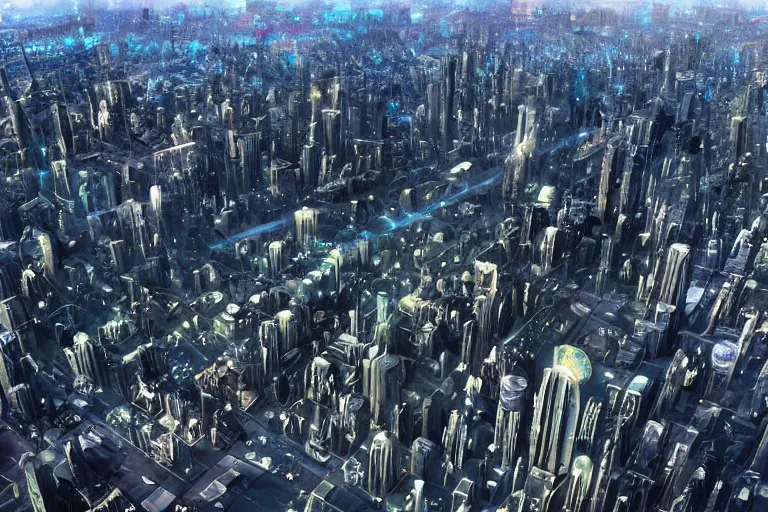 Image similar to planetwide alien cityscape viewed from outer space