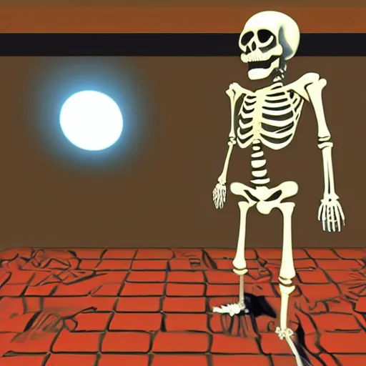 Prompt: A skeleton in the game Super Mario 64, very detailed