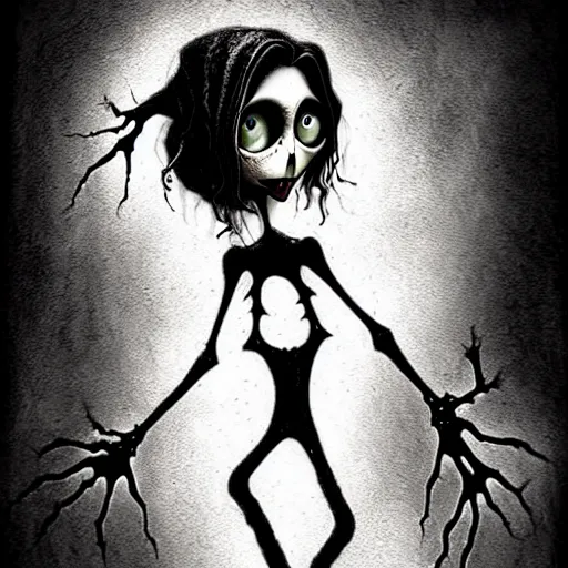 Image similar to grunge cartoon drawing of a plushie by - michael karcz , in the style of corpse bride, loony toons style, horror themed, detailed, elegant, intricate