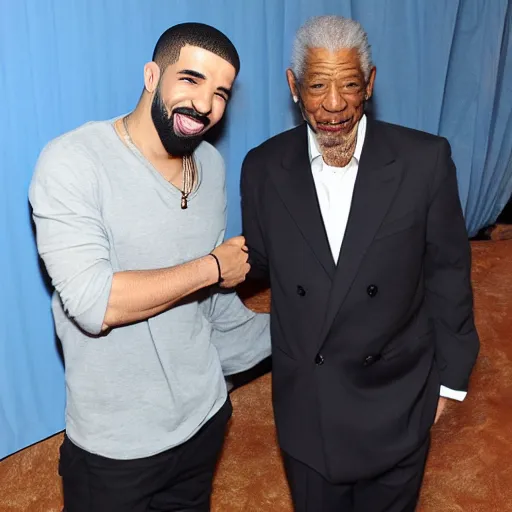 Image similar to drake meeting morgan freeman