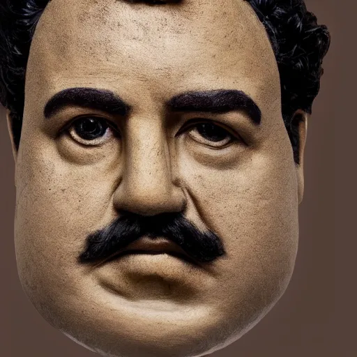 Prompt: close up portrait, a face made of coffee made of pablo escobar, studio lighting