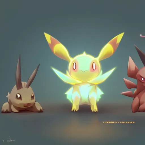 Image similar to translucent cute pokemon like pet with cute eyes, evil antagonist fantasy digital art, studio ghibli, clean cel - shaded vector art, style artstation, style greg rutkowski, octane render, unreal engine 6, epic game graphics, fantasy, conceptual art, ray tracing