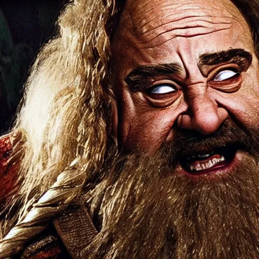 Image similar to movie still of danny devito starring as gimli in the 2 0 2 6 lord of the rings movie, full body, hyper realistic, high quality