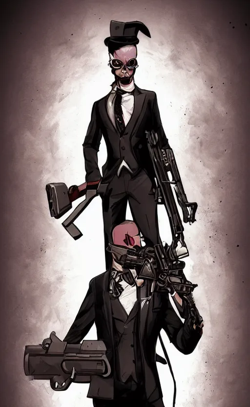 Image similar to rabbit as a hitman, suit and tie, with silenced gun, dynamic lighting, fantasy concept art, trending on art station, stunning visuals, creative, cinematic, ultra detailed, comic strip style