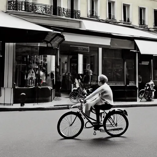 Prompt: young [ entity 6 3 8 4 7 8 ] riding a bike in paris. edward hopper. faithfully depicted, sharp focus, global illumination, radiant light, detailed and intricate environment, trending on artstation