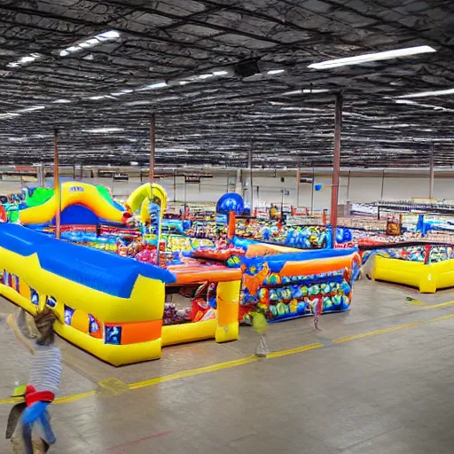 Prompt: Walmart as an Inflatable bounce house, daylight, hd photo