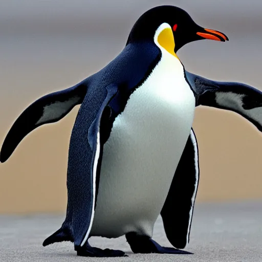Prompt: a penguin that is feeling cold af