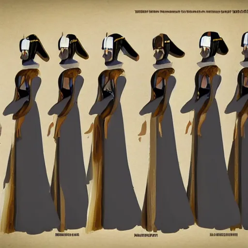 Prompt: female character design inspired by venice carnival and nun | | concept art, gray