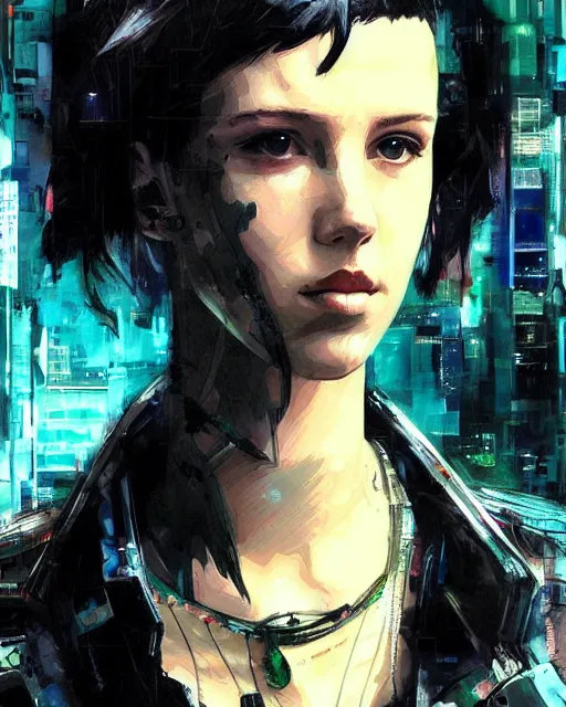 Image similar to portrait of cyberpunk millie bobby brown by yoji shinkawa