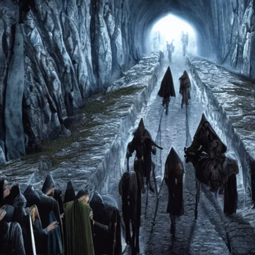 Image similar to followship of the ring entering moria