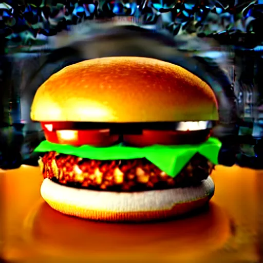 Image similar to a cat / burger hybrid, with fries, volumetric lighting, 4 k