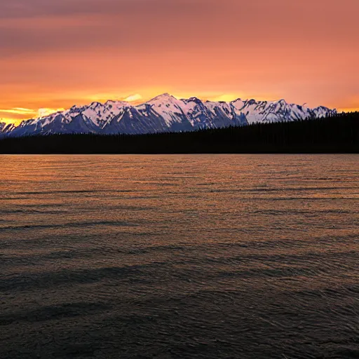 Prompt: Sunset in alaska, 4k, 20mm, f2.1, canon