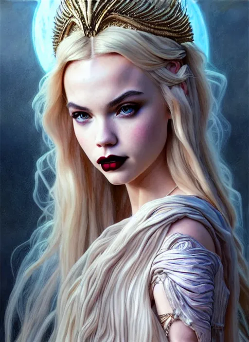 Prompt: ultra realistic illustration, a stunningly beautiful greek gothic goddess of chaos played by jordyn jones and dove cameron and margot robbie and taylor swift and megan fox, intricate, elegant, highly detailed, digital painting, artstation, concept art, smooth, sharp focus, illustration, art by artgerm and greg rutkowski and alphonse mucha