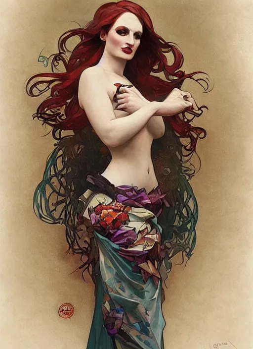 Image similar to jinkx monsoon, painting by artgerm and greg rutkowski and alphonse mucha