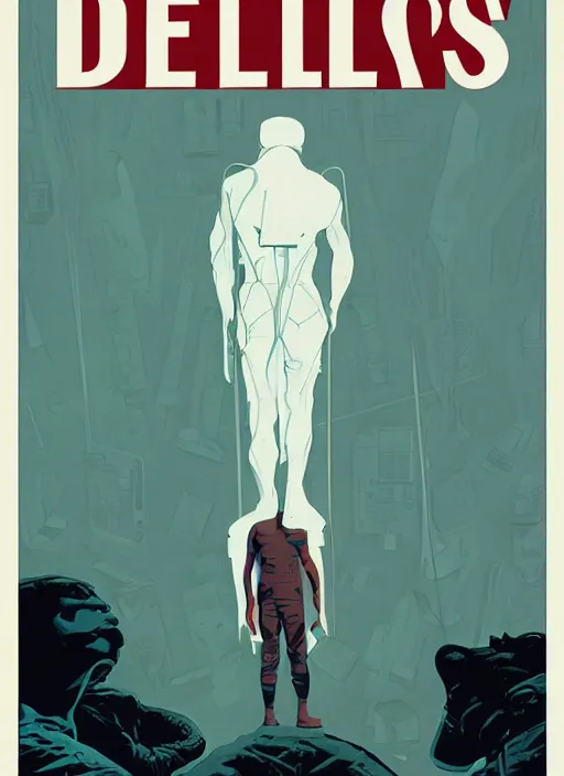 Image similar to poster artwork by Michael Whelan and Tomer Hanuka, of Delos Incorporated, clean