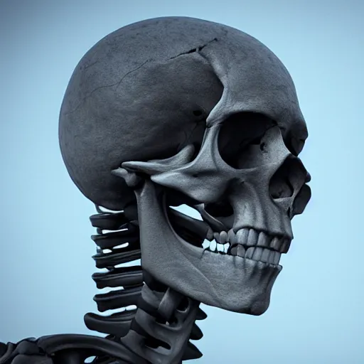 Prompt: human head skeleton mix by animal head skeleton,hyper realistic,cinematic composition,cinematic lighting,highly detailed,8k render