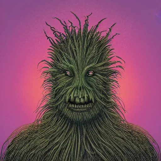 Image similar to A portrait of a corn monster, eerie, digital art, illustration