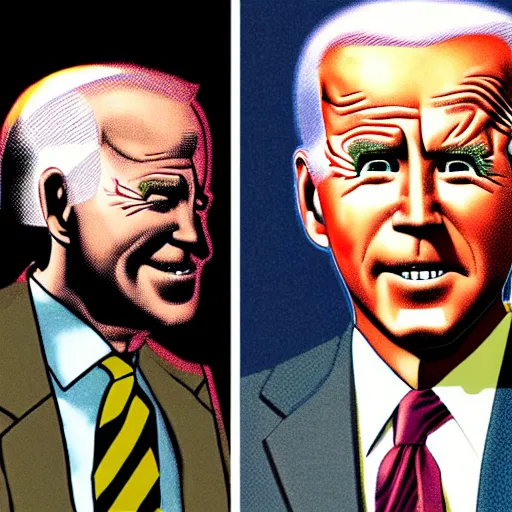 Image similar to juni ito comic book panel of joe biden