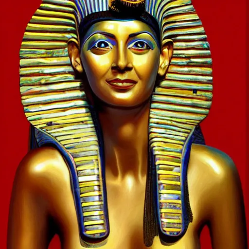 Image similar to Bill Gates Cleopatra, egyptian style background, oil on canvas, professional portrait, highly detailed