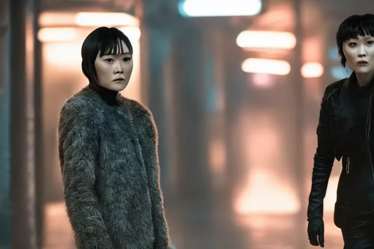 Image similar to rinko kikuchi in a still of the movie blade runner 2 0 4 9 ( 2 0 1 7 )