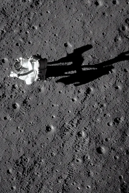 Prompt: A cinematic film still of an astronaut on the surface of the Moon. DSLR photograph, professional composition, award-winning, stunning detail, crisp shadows.