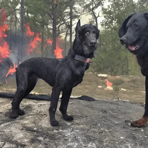 Image similar to humanoid dogs discover fire