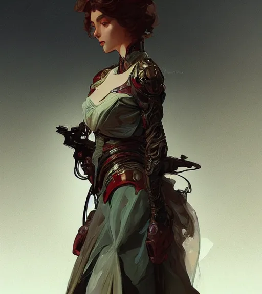 Image similar to woman model, combat mech clothes, teen bedroom, intricate clothes, elegant, highly detailed, digital painting, artstation, concept art, smooth, sharp focus, illustration, art by krenz cushart and artem demura and alphonse mucha