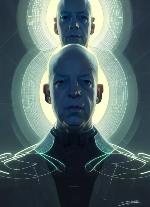 Prompt: symmetry!! portrait of alfred hitchcock, sci - fi, tech wear, glowing lights!! intricate, elegant, highly detailed, digital painting, artstation, concept art, smooth, sharp focus, illustration, art by artgerm and greg rutkowski and alphonse mucha