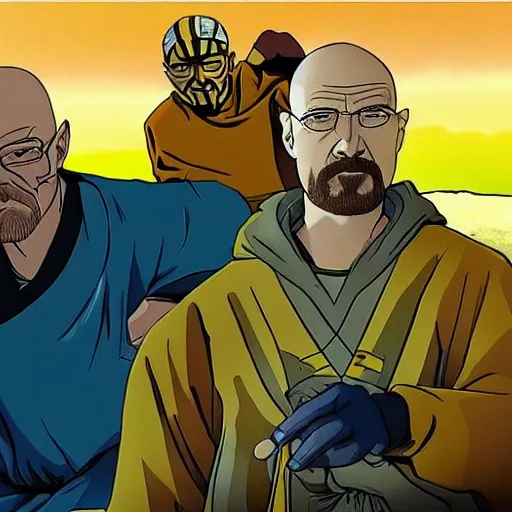 Prompt: Walter White and Jesse Pinkman in Avatar the Last Airbender life action movie, detailed