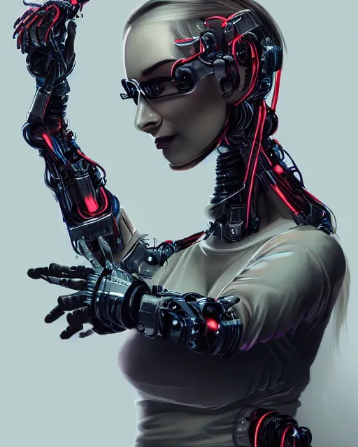Prompt: woman with many cybernetic arms, trending on artstation
