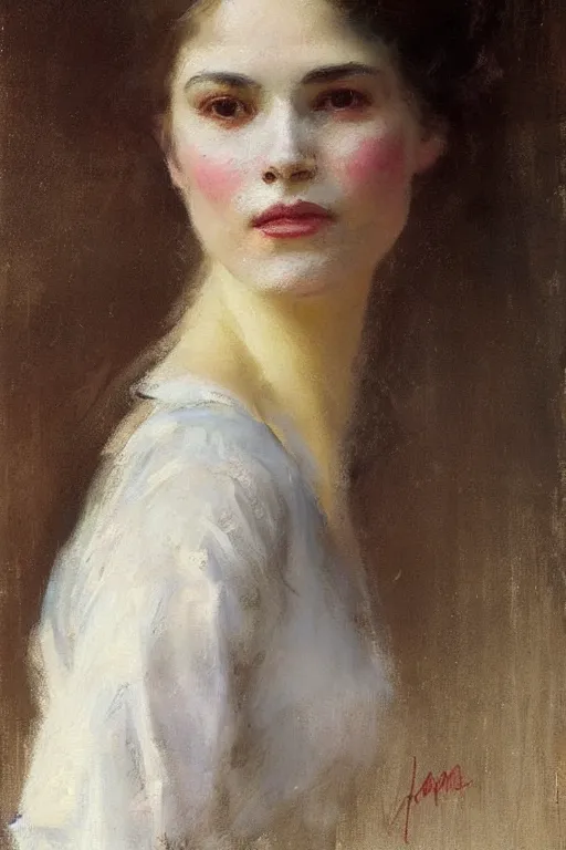 Image similar to Richard Schmid and Jeremy Lipking victorian genre painting full length portrait painting of a young beautiful woman victorian rich dancer