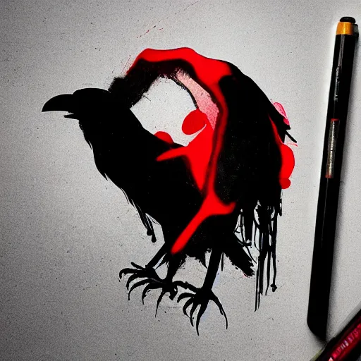 Image similar to illustration of a raven with red lines inspired by infamous second son bad karma, perfect