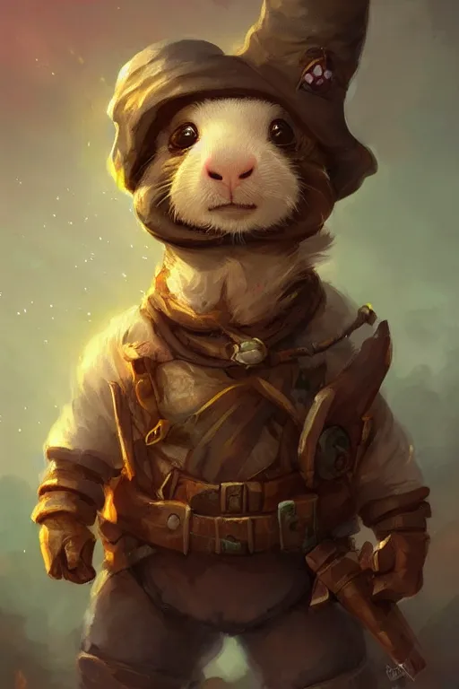 Image similar to cute little anthropomorphic Guinea Pig Pilot , tiny, small, short, Pilot outfit, cute and adorable, pretty, beautiful, DnD character art portrait, matte fantasy painting, DeviantArt Artstation, by Jason Felix by Steve Argyle by Tyler Jacobson by Peter Mohrbacher, cinematic lighting