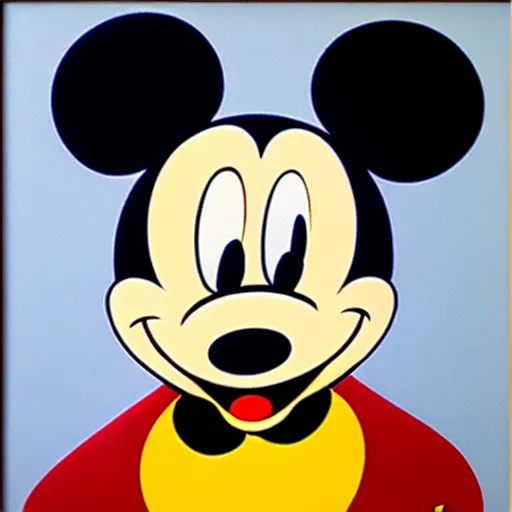 Image similar to mickey mouse by kazimir malevitch symmetrical geometrical oil on board