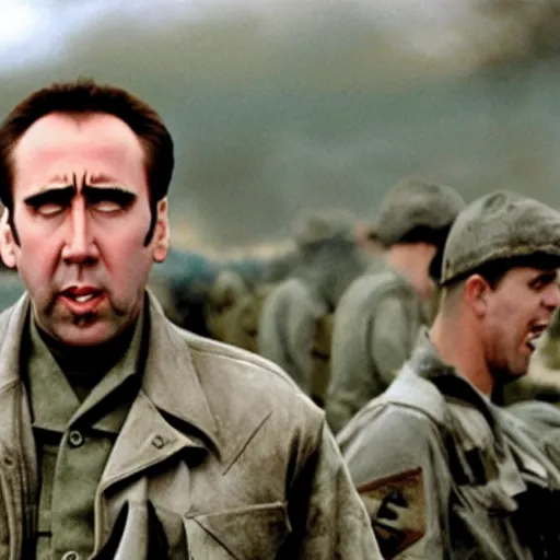 Prompt: Nicolas Cage starring in Saving private Ryan