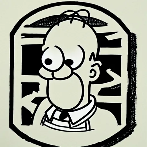 Image similar to Portrait of Homer Simpson in the style of Robert Crumb, detailed drawing