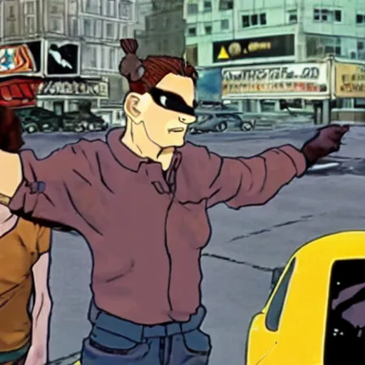 Image similar to a still of from the movie taxi driver crossover with the game chrono trigger