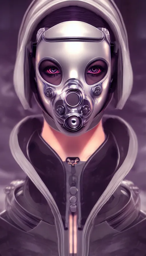 Image similar to face mask on beautiful woman face, cyberpunk art by kuno veeber, cgsociety, computer art, ultra detailed, futuristic, anime aesthetic