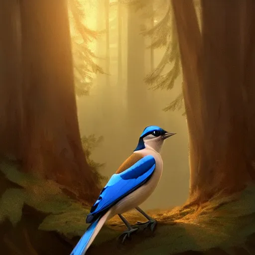 Image similar to european jay, garrulus glandarius, arrendajo. in avila pinewood, 4 k, concept art, by wlop, ilya kuvshinov, artgerm, krenz cushart, greg rutkowski, pixiv. cinematic dramatic atmosphere, sharp focus, volumetric lighting, cinematic lighting, studio quality