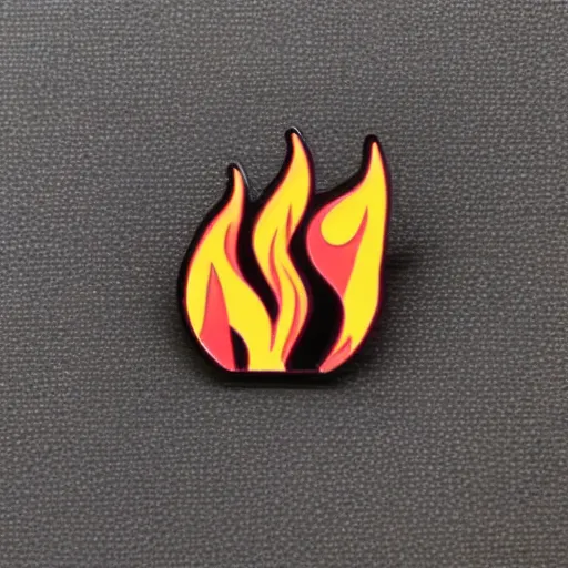 Image similar to minimalistic clean enamel pin of fire flame warning label, retro design