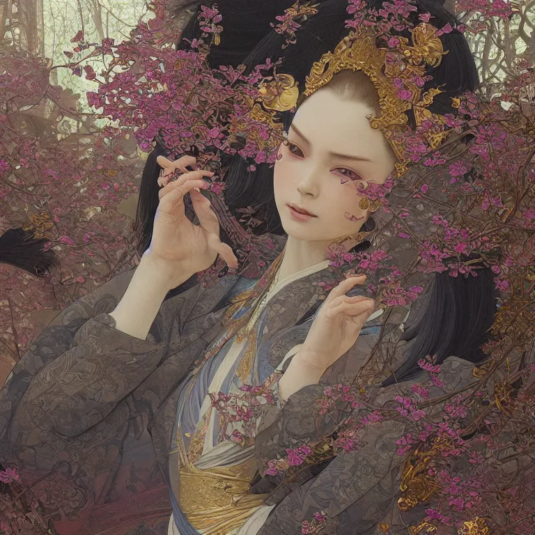 Prompt: a beautiful realistic painting of kukai at koyasan, intricate, elegant, highly detailed, digital painting, artstation, concept art, by krenz cushart and artem demura and alphonse mucha, vibrant colors and hard shadows and strong rim light