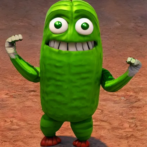 Prompt: humanoid cucumber character giving a thumbs up, cute 3d render, octane render, cartoon, loghting