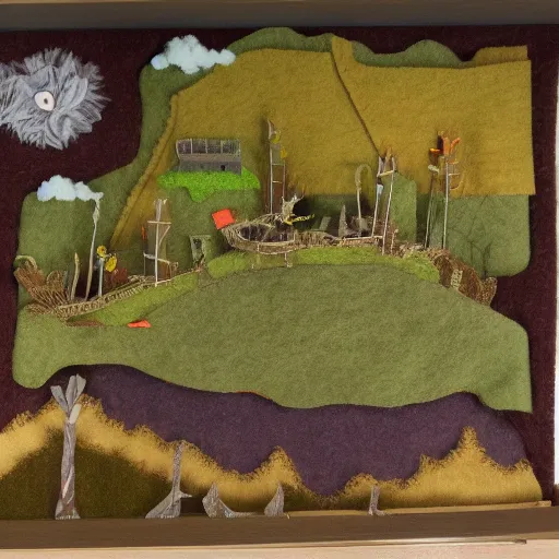 Image similar to detailed felt diorama of an aspect of lifr