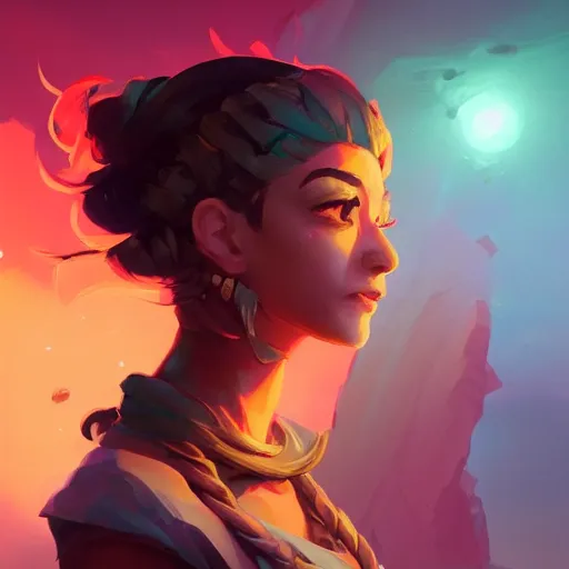 Image similar to profile portrait, maya ali mage, gloomhaven, dynamic lighting, gaudy colors, octane render aesthetic, matte painting concept art, official fanart behance hd artstation by jesper ejsing, by rhads and makoto shinkai and lois van baarle and ilya kuvshinov and rossdraws