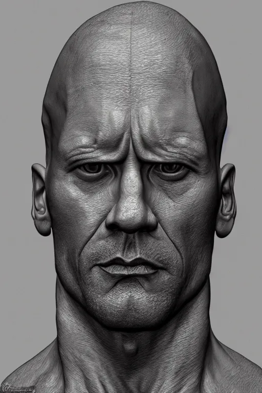 Prompt: (Dwayne Johnson carved anthracite portrait) sculpture by Rodin, ethereal, cinematic, weta workshop, ray trace, Zbrush, 3d sculpture, glow, cinematic, low light, photorealistic, volumetric, realistic, octane render, golden ratio, law of thirds, studio lighting, rim light, photo-bash, 8k post-production, hyperrealism, 80mm lens