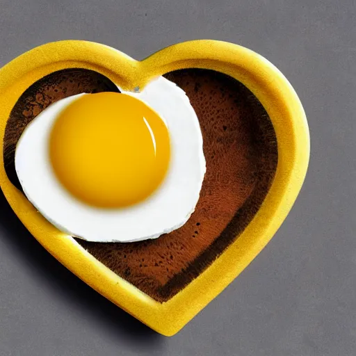 Prompt: illustration of a fried egg in heart shape