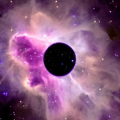 Image similar to Purple nebula in the shape of a cat,high quality image taken by James Webb telescope